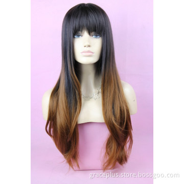 hotselling long synthetic hair ombre wig for women